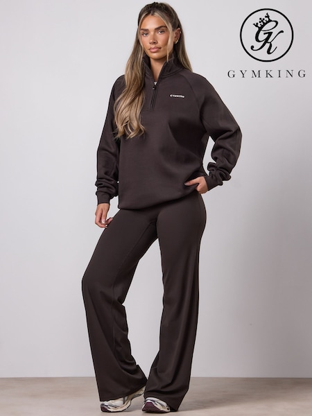 Brown - Gym King 365 Lightweight Straight Leg Yoga Trousers