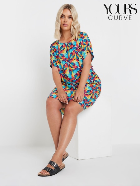 Yours Curve Blue & Red Abstract Print Tunic Dress (AA2384) | €35