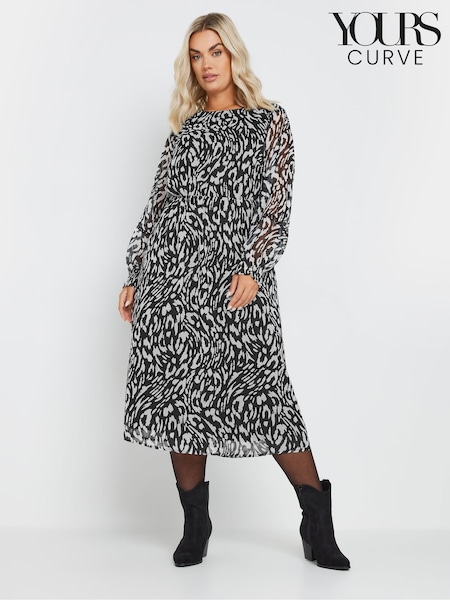 Yours Curve Black Chiffon Studded Tape Slevee Midaxi Dress (AA2397) | €47