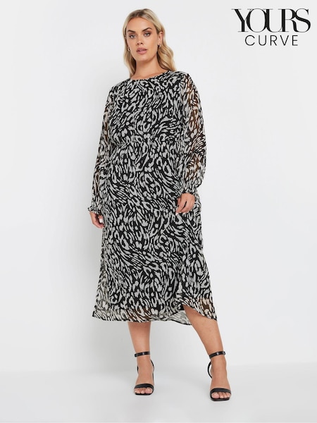Černý - Yours Curve Chiffon Studded Tape Slevee Midaxi Dress (AA2397) | 1 465 Kč