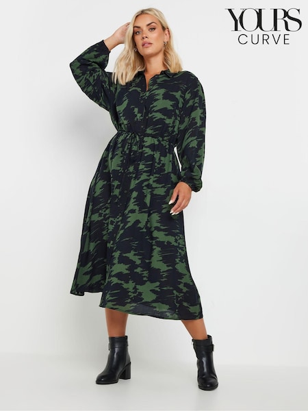 Yours Curve Green Long Sleeve Shirt Dress (AA2403) | €47