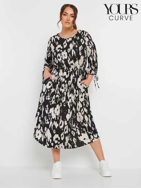Yours Curve Black Limited 3/4 Tie Sleeve Midaxi Dress (AA2410) | €43