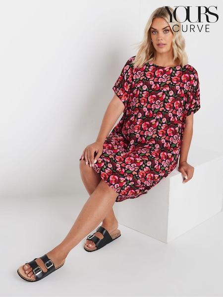 Yours Curve Pink Floral Print Tunic Dress (AA2420) | €35