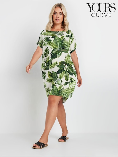 Yours Curve Green tropical Print Tunic Dress (AA2430) | €39