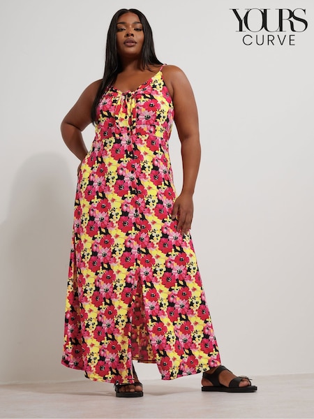 Yours Curve Black Floral Print Maxi Dress (AA2433) | €49