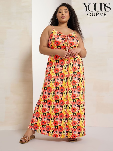 Yours Curve Black Floral Print Maxi Dress (AA2451) | €43