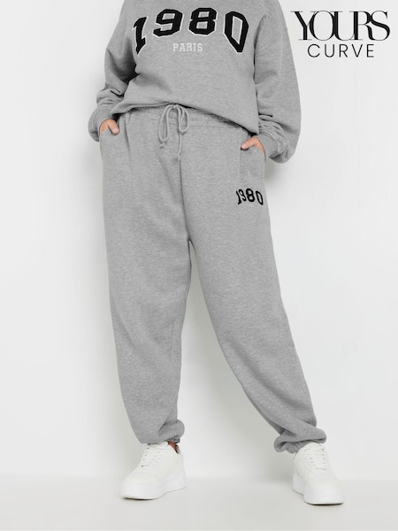 Yours Curve Grey Appliqué Cuffed Joggers (AA2622) | €31