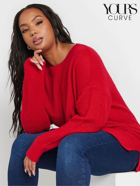 Yours Curve Red Drop Shoulder Jumper (AA2656) | AED140
