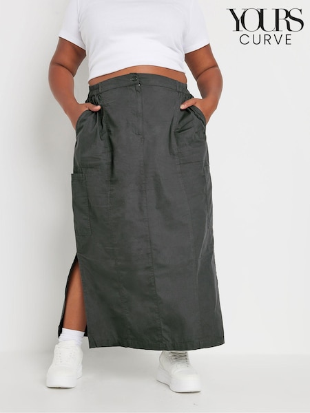 Yours Curve Maxi Cargo 100% Cotton Skirt With Side Slits (AA2703) | €54
