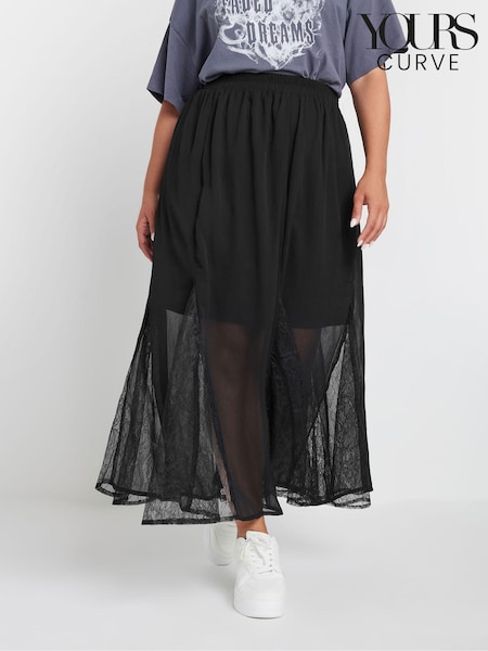 Yours Curve Lace Godet Maxi Skirt (AA2708) | ‏156‏₪