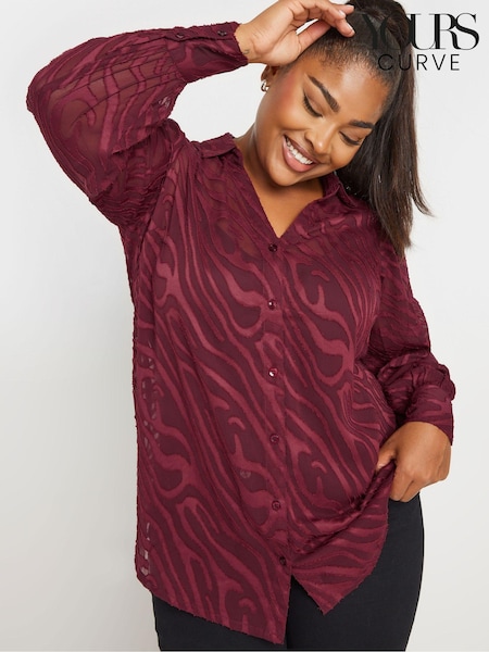 Yours Curve Red Burnout Shirt (AA2722) | AED169