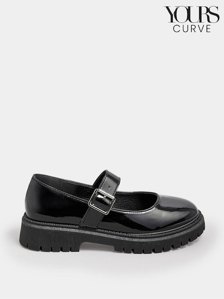 Yours Curve Black Patent Chunky Mary Jane Shoes In An Extra Wide EEE Fit (AA2763) | 2,043 UAH