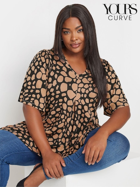 Yours Curve Brown Spot Print Blouses (AA2774) | €35