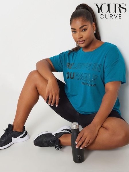 Yours Curve Blue Believe In Yourself Active Top (AA2775) | €31
