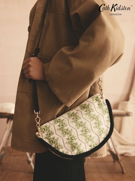 Cath Kidston Green Rose Pearl Bowling Cross Body Bag (AA2812) | €64