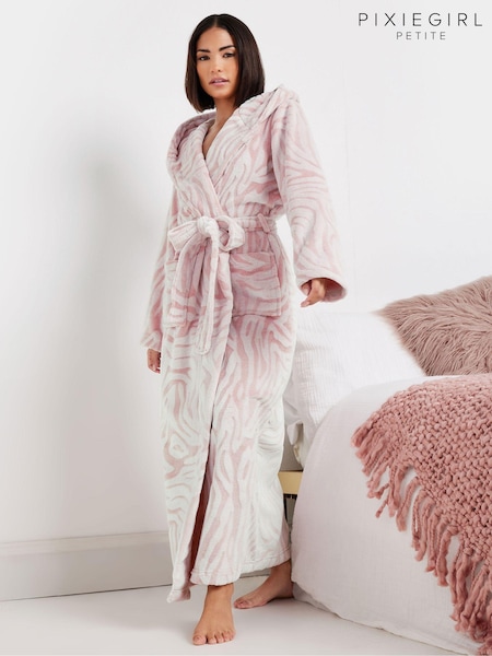 Rosa - Pixiegirl Petite Zebra Clipped Hooded Maxi Robe (AA2818) | 52 €