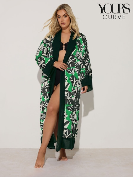 Yours Curve Leaf Print Woven Cardigan (AA2844) | € 43