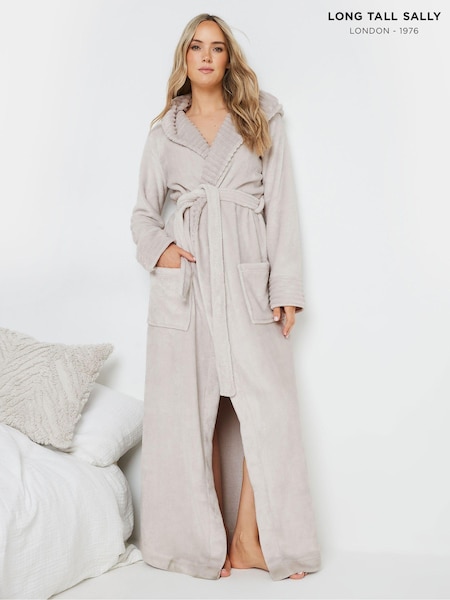 Long Tall Sally Natural Ribbed Trim Hooded Maxi Robe (AA2858) | €50
