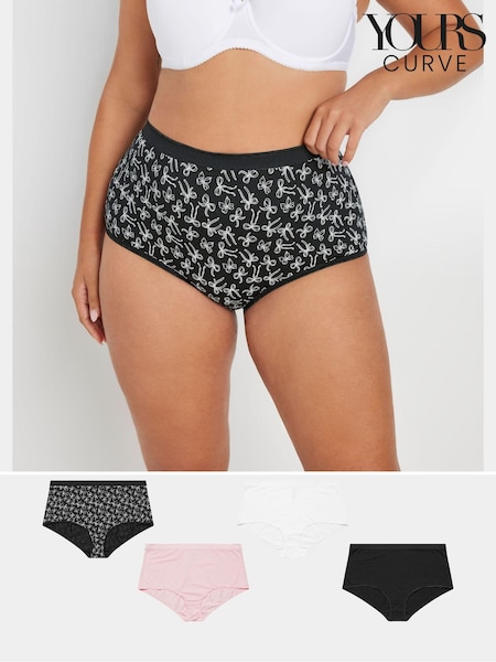 Yours Curve Black Full Briefs 5 Pack With Stretch (AA2880) | €24