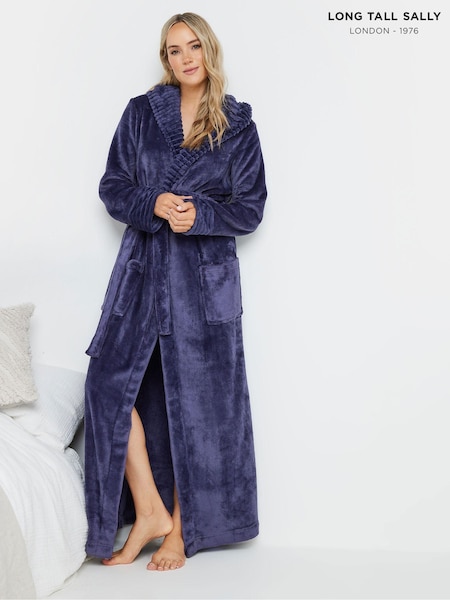 Long Tall Sally Purple Ribbed Trim Hooded Maxi Robe (AA2886) | R$ 385