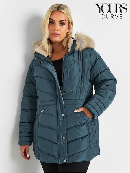 Yours Curve Blue Padded Short coat (AA2912) | €100