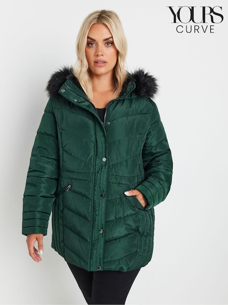 Yours Curve Green Padded Short coat (AA2932) | €93
