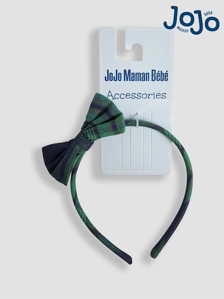 JoJo Maman Bébé Green Tartan Bow Headband (AA2993) | AED44