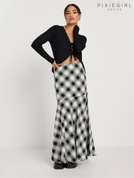 PixieGirl Petite Black Check Maxi Skirt (AA3148) | 168 QAR