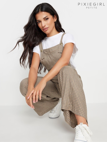 PixieGirl Petite Check Print Wide Leg Dungarees (AA3154) | 290 LEI