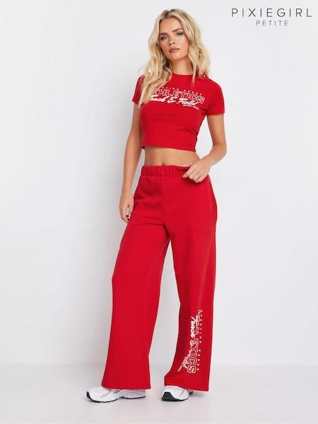 PixieGirl Petite Red Athletics T-Shirt And Joggers Set (AA3177) | €53