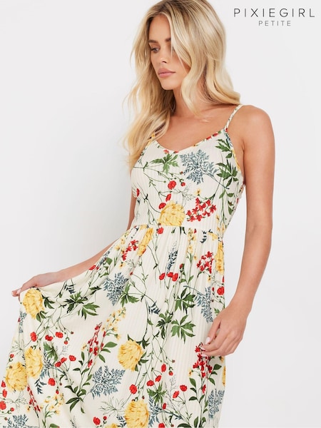 PixieGirl Petite Cream Floral Print Midi Dress (AA3202) | €44