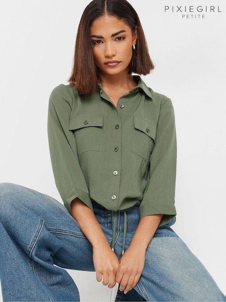 PixieGirl Petite Green Drawcord Long Sleeve Shirt (AA3205) | €49