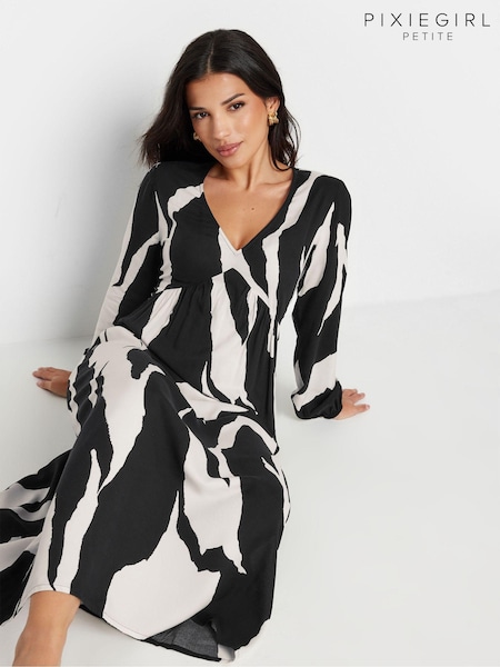 Pixiegirl Petite Abstract Print Smock Maxi Dress (AA3224) | ‏196‏₪