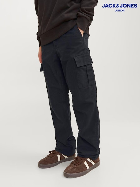 JACK & JONES JUNIOR Straight Leg Patch Pocket Cargo 100% Cotton Trousers (AA3259) | ₪161