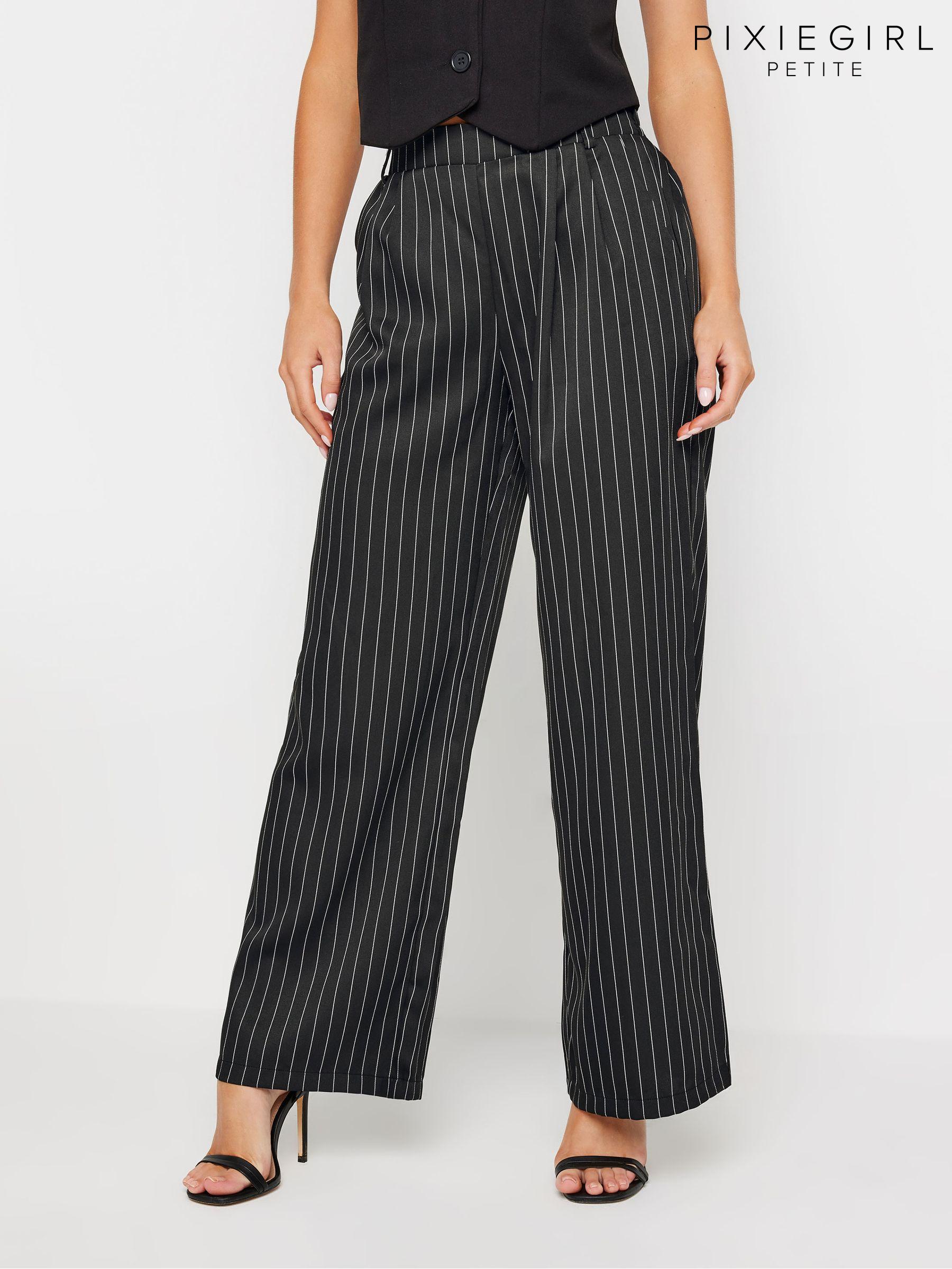 パンツ used dark gray wide stripe slacks wide leg trousers - Striped Grey | Monki WW