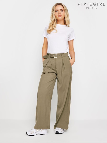 PixieGirl Petite Brown Belted Wide Leg Trousers (AA3298) | € 58