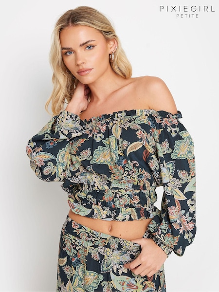 PixieGirl Petite Blue Bardot Top (AA3299) | ₪136