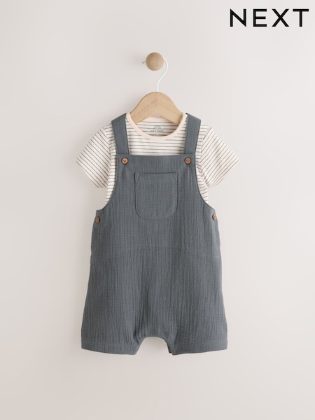 Charcoal Baby Woven Dungaree and Bodysuit Set (0mths-2yrs) (AA3331) | €24 - €27