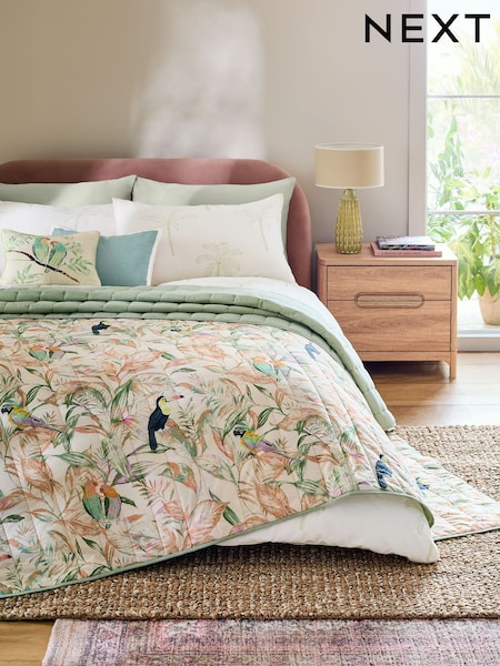 Orange Garden Print Bedspread (AA3336) | $112 - $201