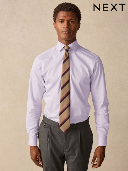 Lilac Purple Slim Fit 100% Cotton Textured Twill Shirt (AA3381) | kr620
