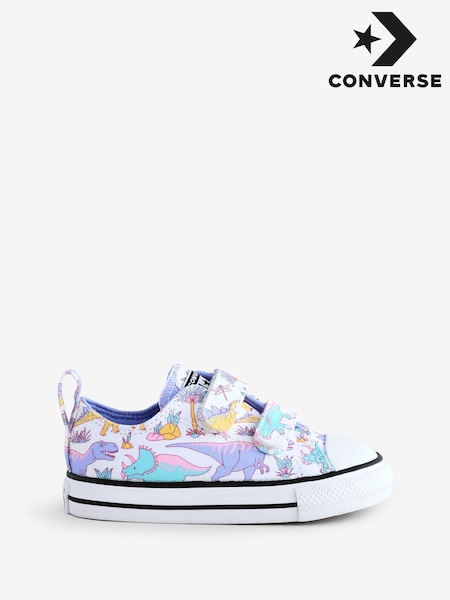 Converse Pink Infant 2V Dinosaur Print Trainers (AA3408) | kr528