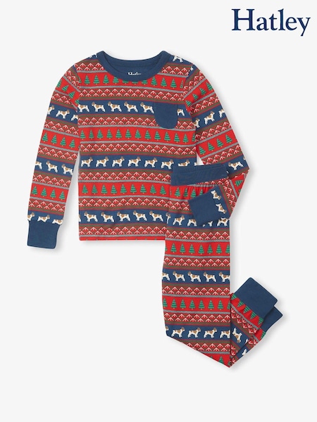 Hatley Red Bulldog Fair Isle Bamboo Christmas Pyjamas (AA3420) | AED75