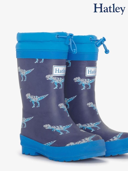 Hatley Blue T-Rex Dinosaur Attack Sherpa Lined Waterproof Rain Wellies (AA3422) | 50 €