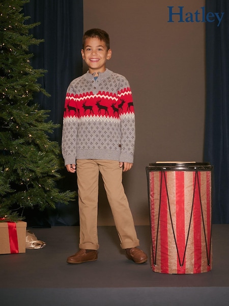 Hatley Grey Winter Elks Mockneck 100% Cotton Sweater (AA3423) | €20