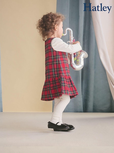 Hatley Red Plaid Pinafore 100% Cotton Dress (AA3424) | 133 LEI