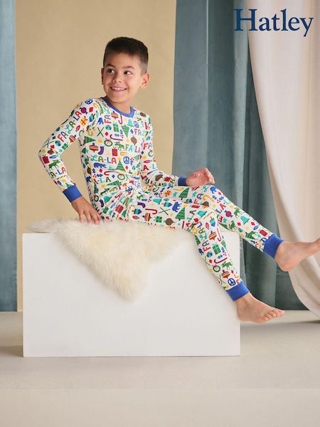 Hatley Falala Cotton Christmas White Pyjamas (AA3431) | AED105