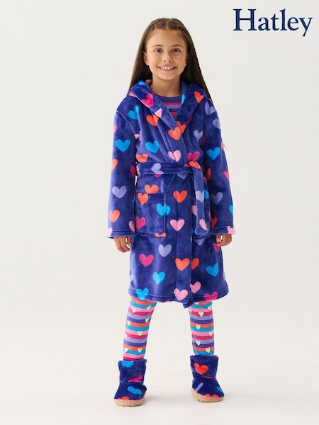 Hatley Blue Hearts Cosy Fleece Robe (AA3437) | €23