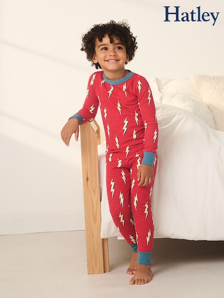 Hatley Red Cool Bolts Stretch Cotton Pyjamas (AA3440) | AED105