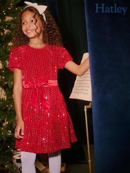 Hatley Red Sequins Velvet Party Dress (AA3448) | AED140