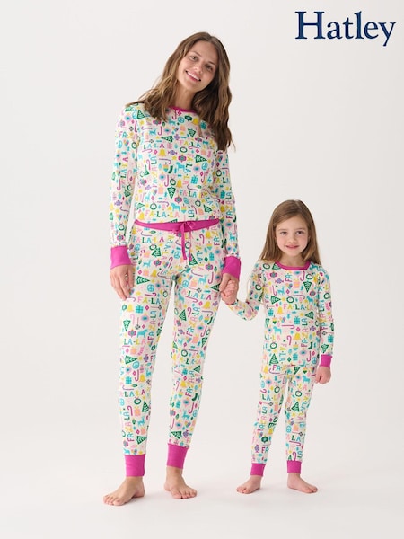 Hatley Falala Womens Cotton Christmas White Pyjamas (AA3450) | €74